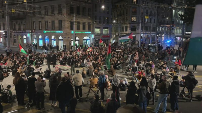 Genève : manifestation pro-palestinienne non autorisée, sit-in et fumigènes près de la gare Cornavin